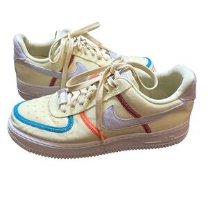 Nike women’s AIR FORCE 1 '07 LOW LX STITCHED CANVAS life lime size 7.5 sneakers